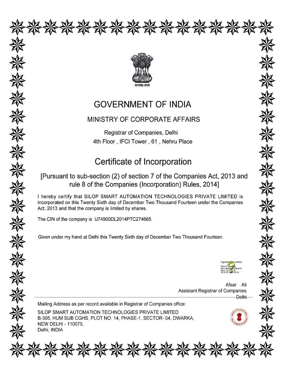 Certificate of Incorperation_U74900DL2014PTC274665