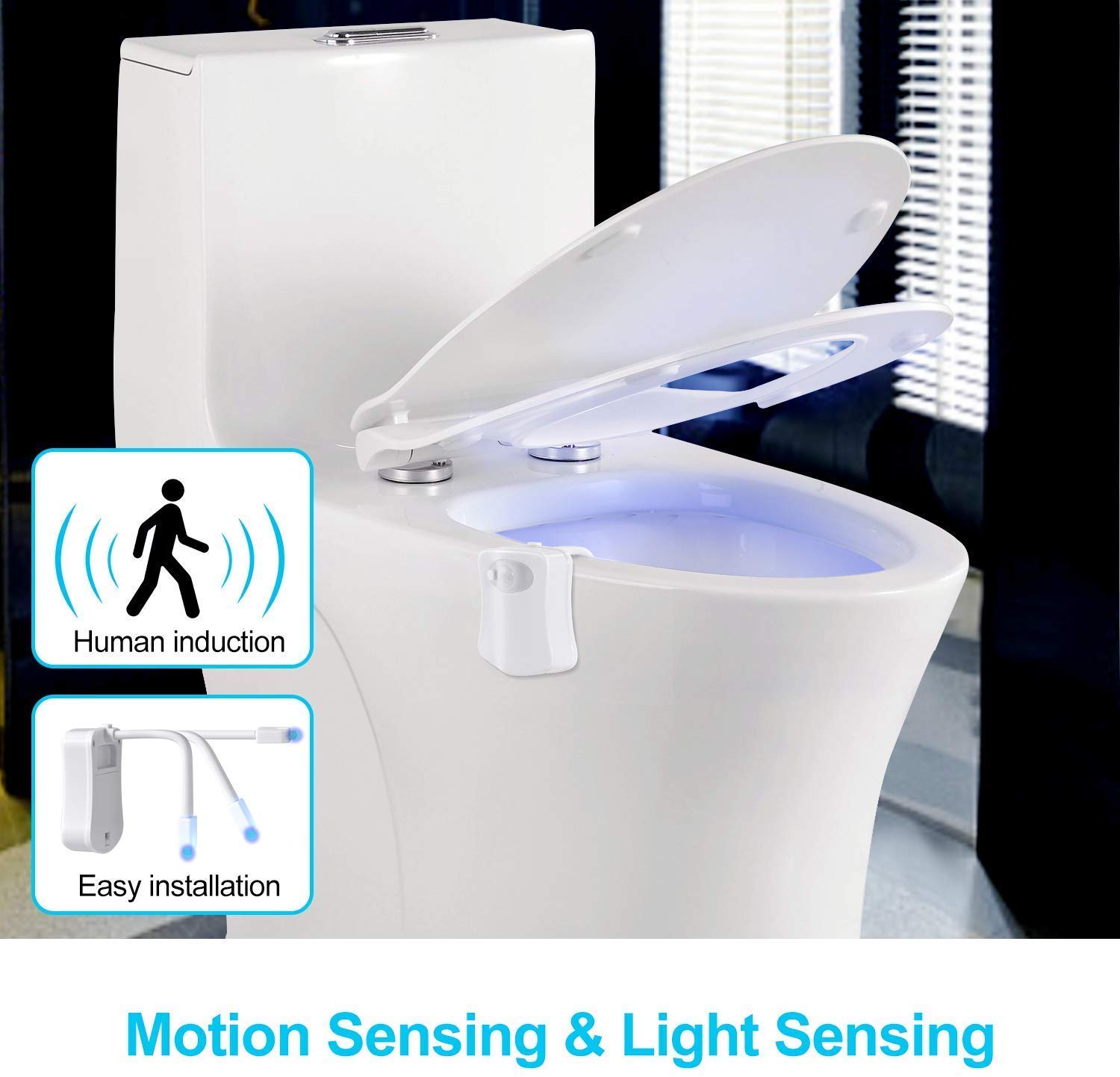 Toilet Night Light Motion Activated LED Light 8 Colors Changing