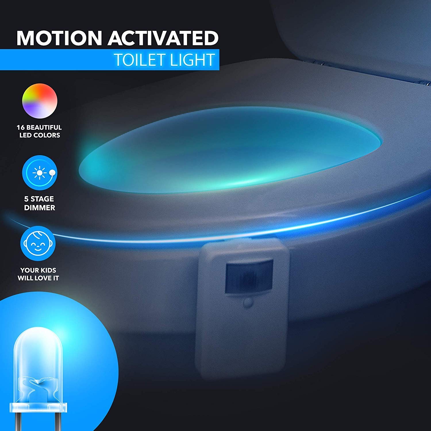 Anva Toilet Motion Sensor 2 Modes LED Night Lights with 8 Colors Changing  for Bathroom - SMART HOME MARKETPLACE