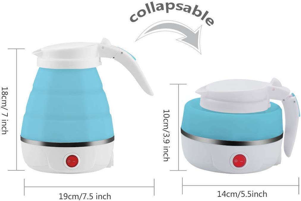New Foldable Electric Kettle Silicone Travel Water Boiler 600ML 600W (US  Plug)