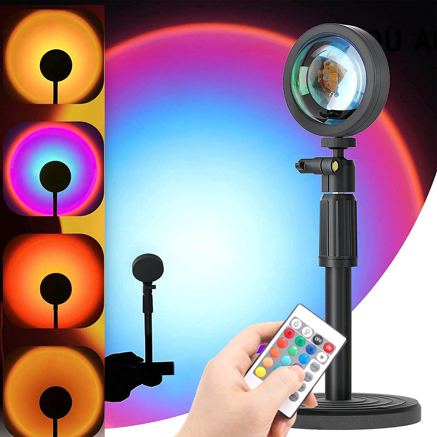 VCART Sunset Projector Night Lamp, RGb LED Focus Light with Remote 5 color  Changing /Modern Night spot Light for Living Room, Rainbow Atmosphere  Night Light