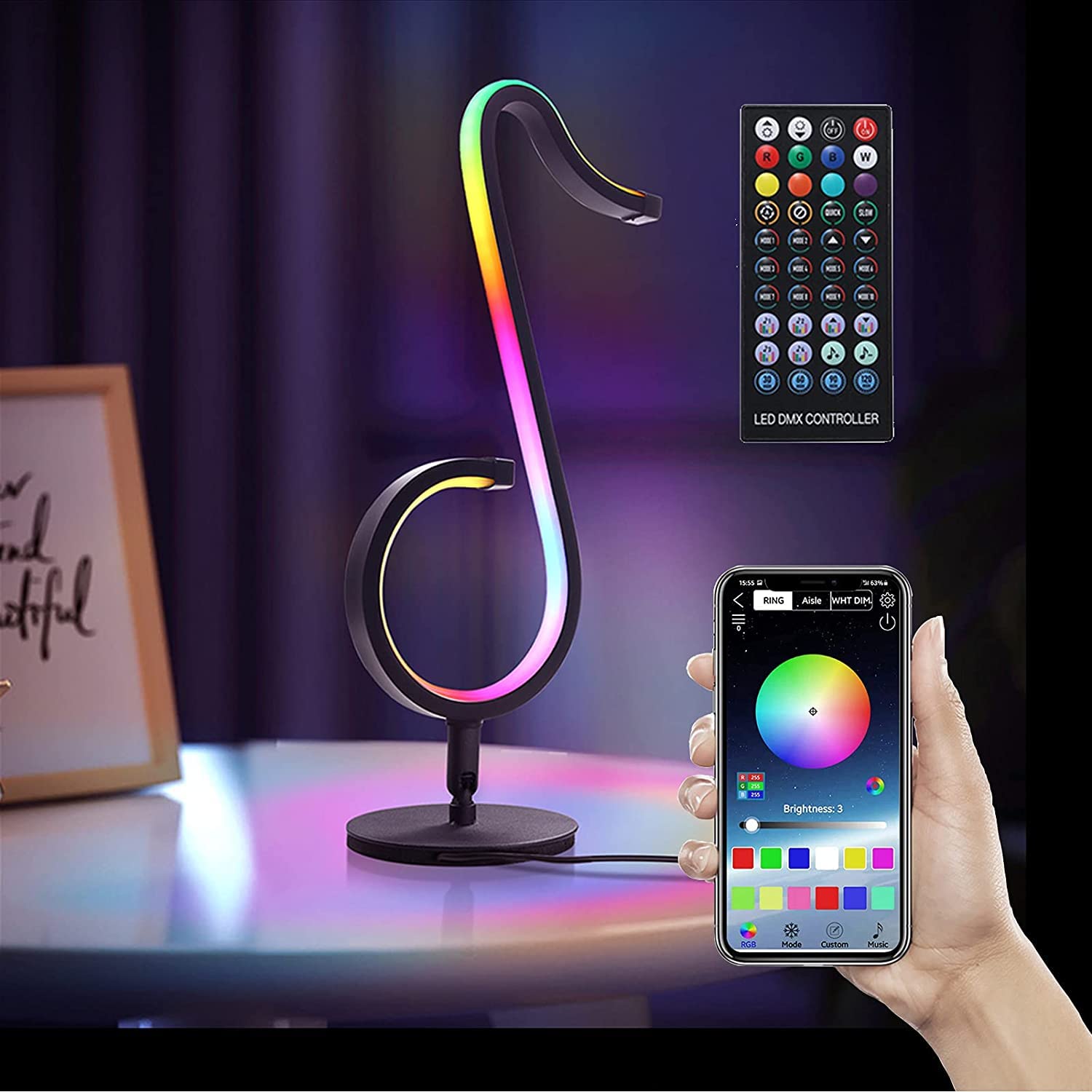 Glaceon Color Changing ​Table Lamp with App. RGB Color Musical Note Wall Lights  LED Smart Music Sync. Living Room, Bedroom, Gaming Desk - SMART HOME  MARKETPLACE